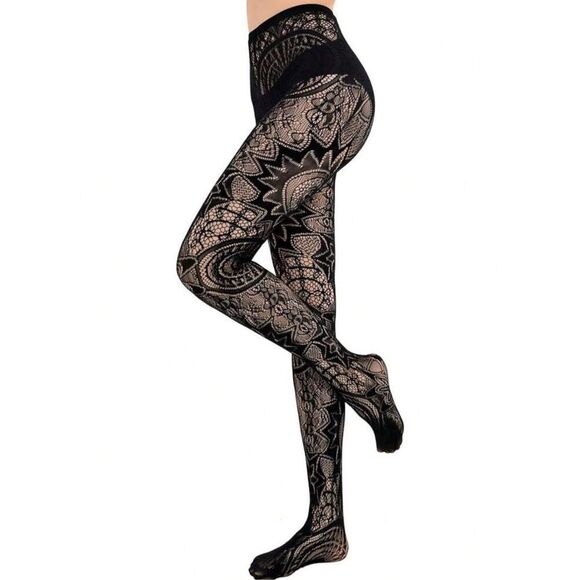 Patterned floral fishnet tights - Picture 1 of 6